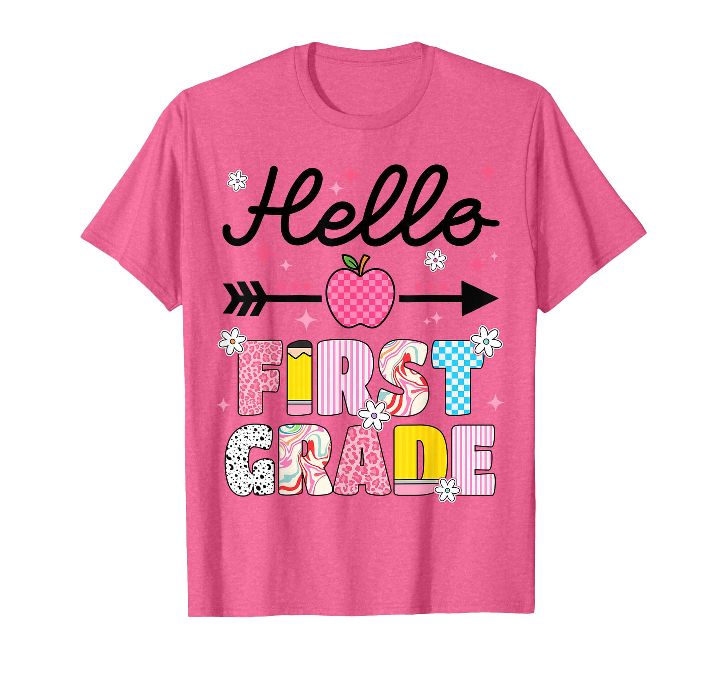 Hello First Grade Apple First Day Of School Teachers Girls T-Shirt