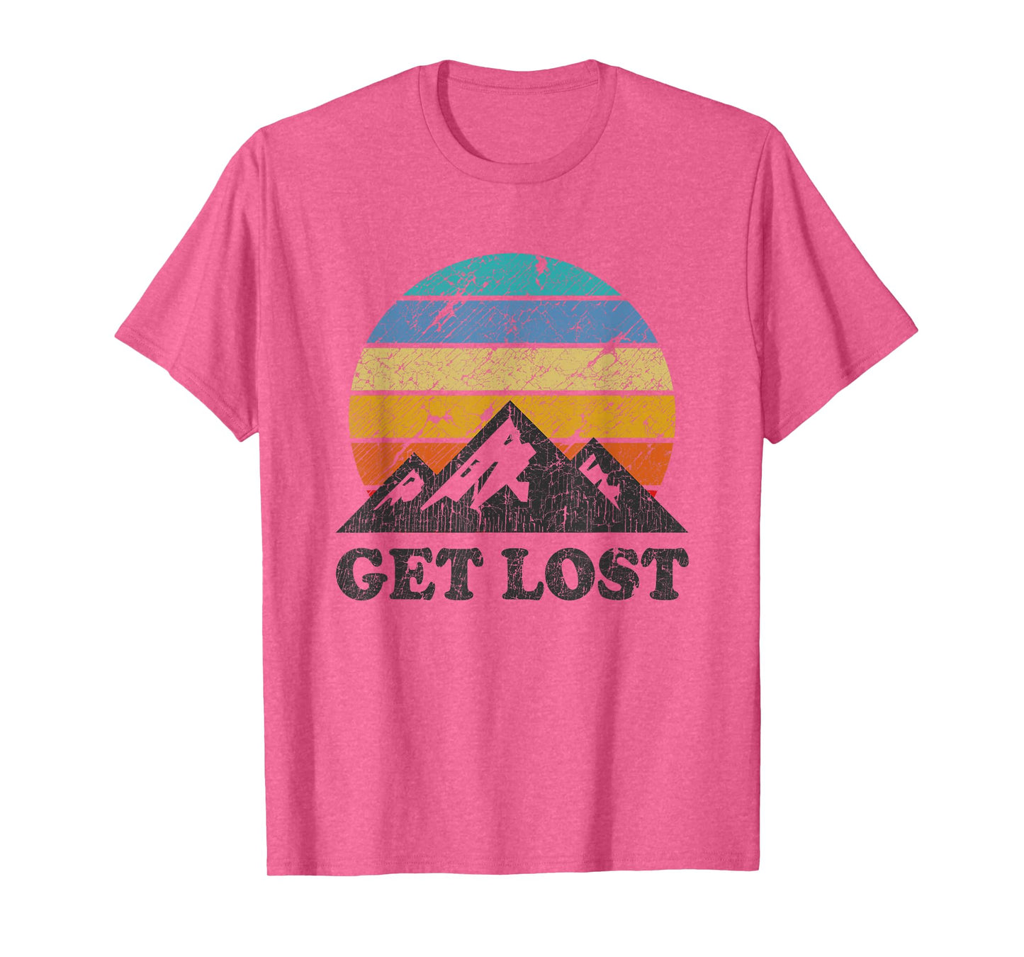 Vintage Car Hiking - Retro Sunset Mountain Walker T-Shirt