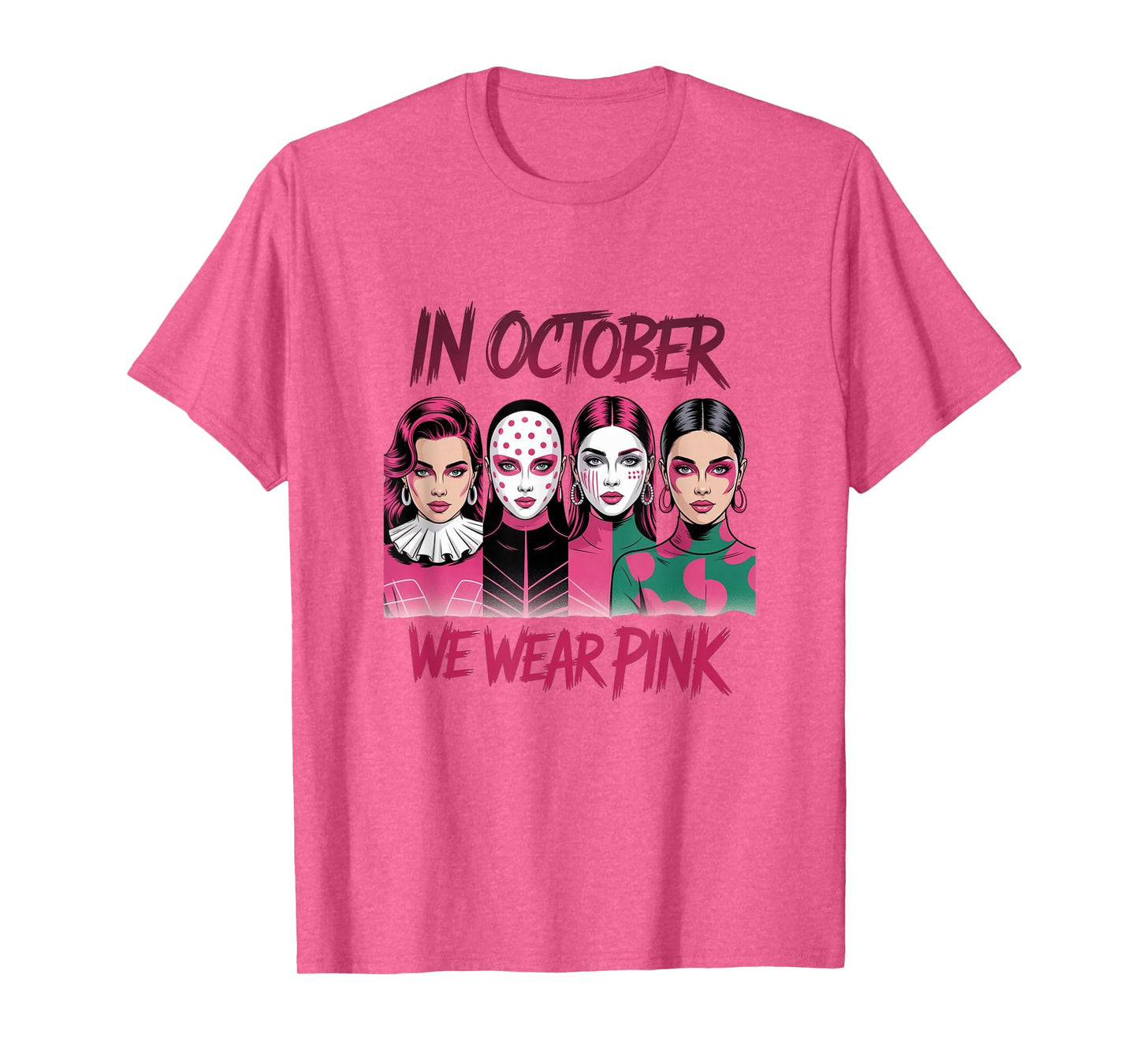 in October We Wear Pink - Witch & Ghost Halloween Apparel T-Shirt