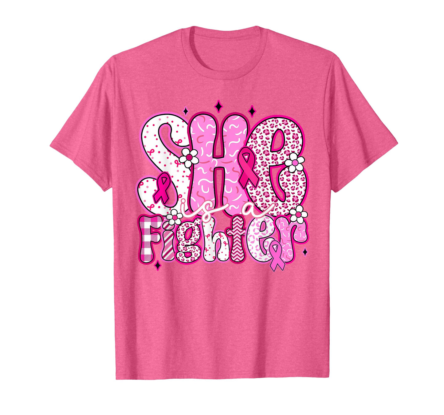 She is A Fighter Christian Breast Cancer Warrior Wear Pink T-Shirt
