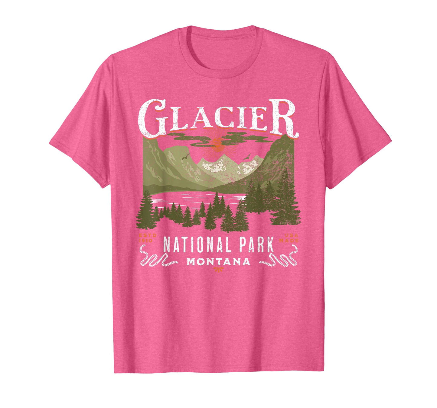 Vintage Outdoor Vacation Montana Glacier National Park T-Shirt