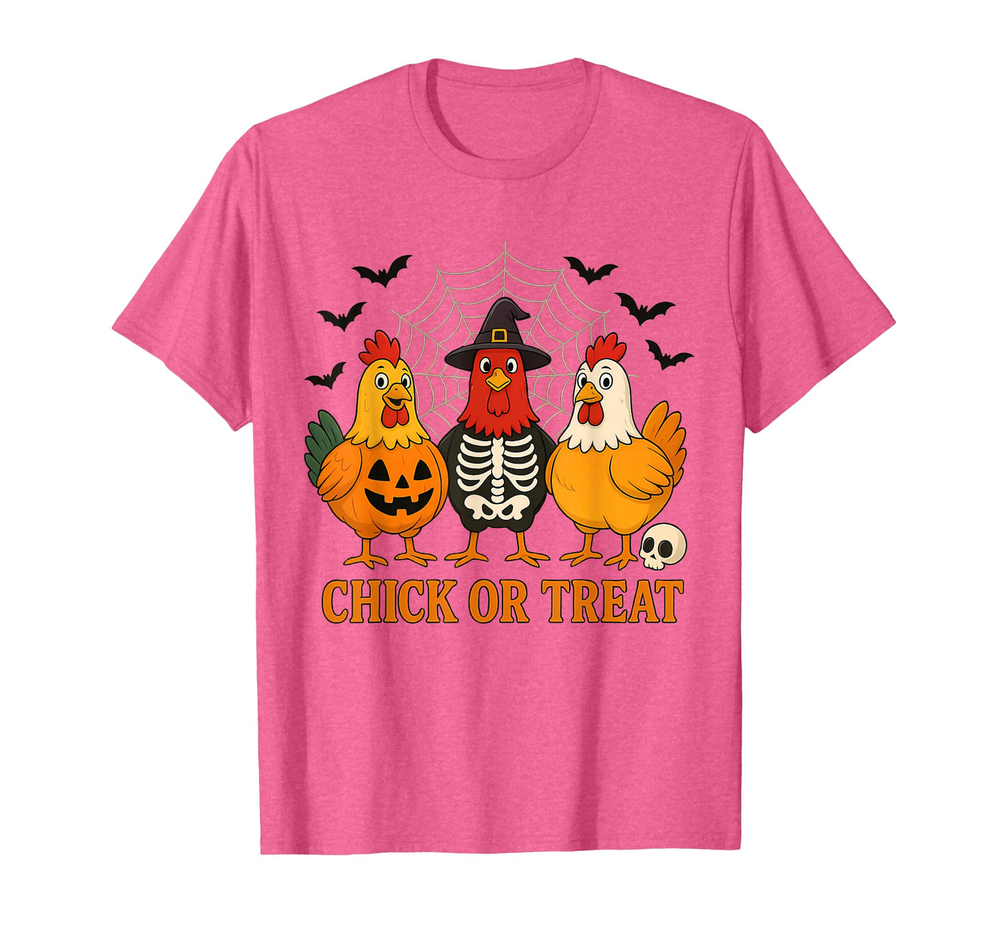 Funny Halloween Chicken Trio Pumpkin Skeleton and Witch T-Shirt
