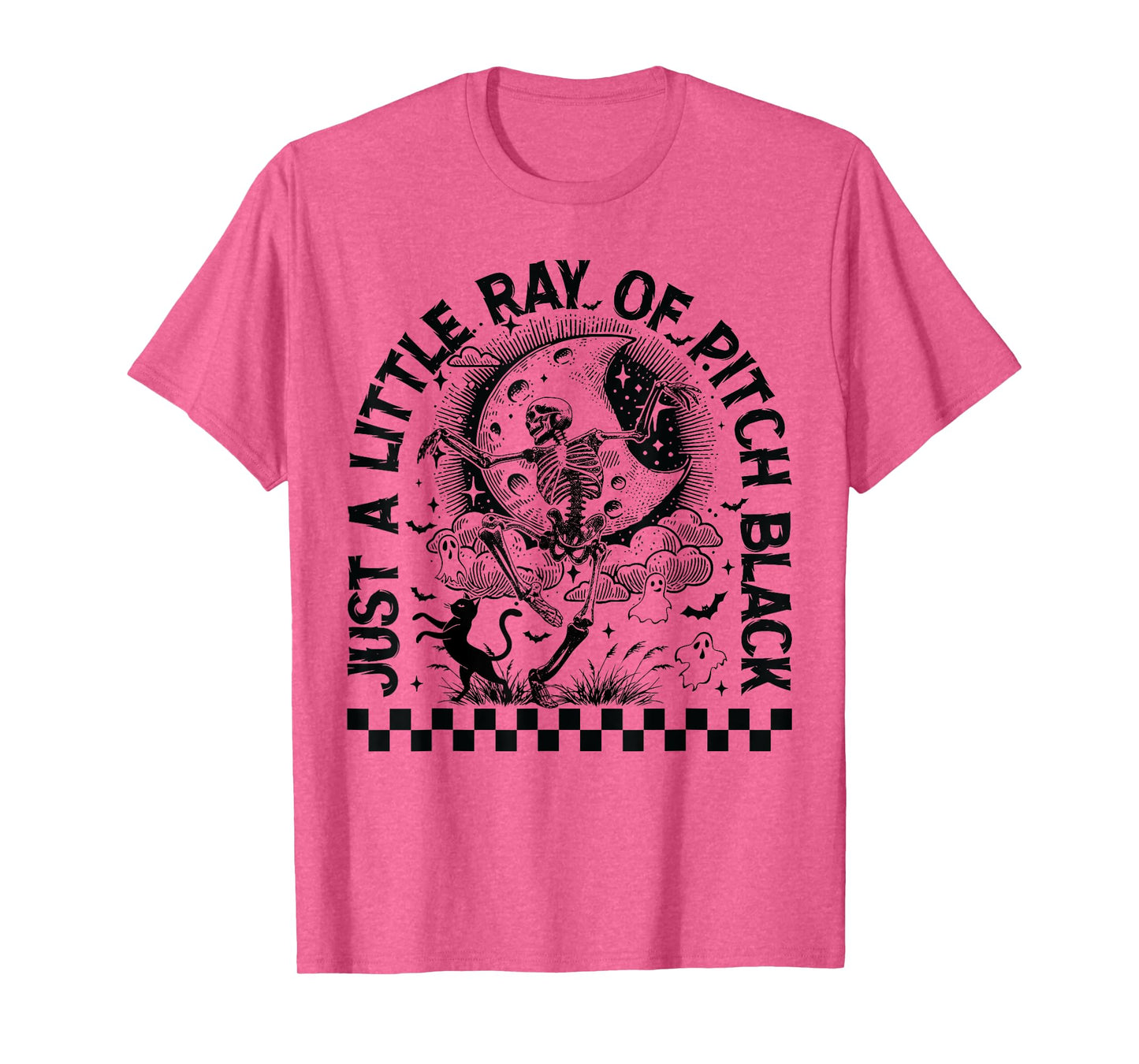 Just A Little Ray of Pitch Black Skeleton Cat Halloween T-Shirt