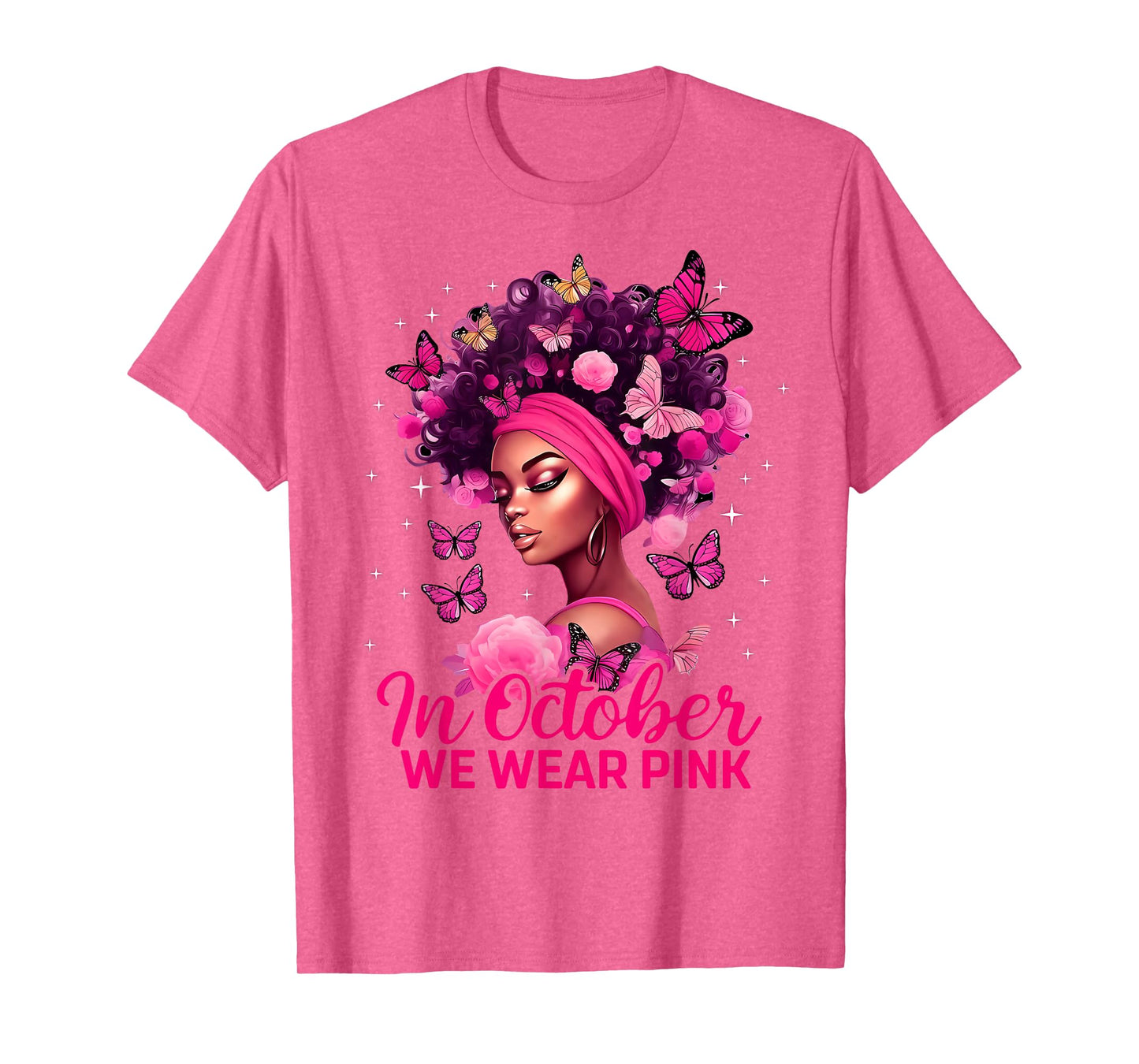 in October We Wear Pink Black Women Breast Cancer Awareness T-Shirt