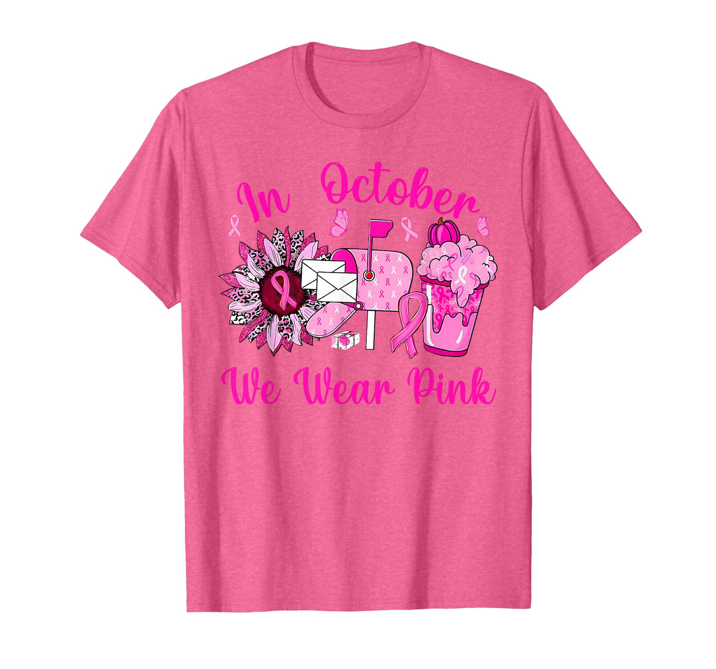 October We Wear Pink Breast Cancer Awareness Postal Worker T-Shirt