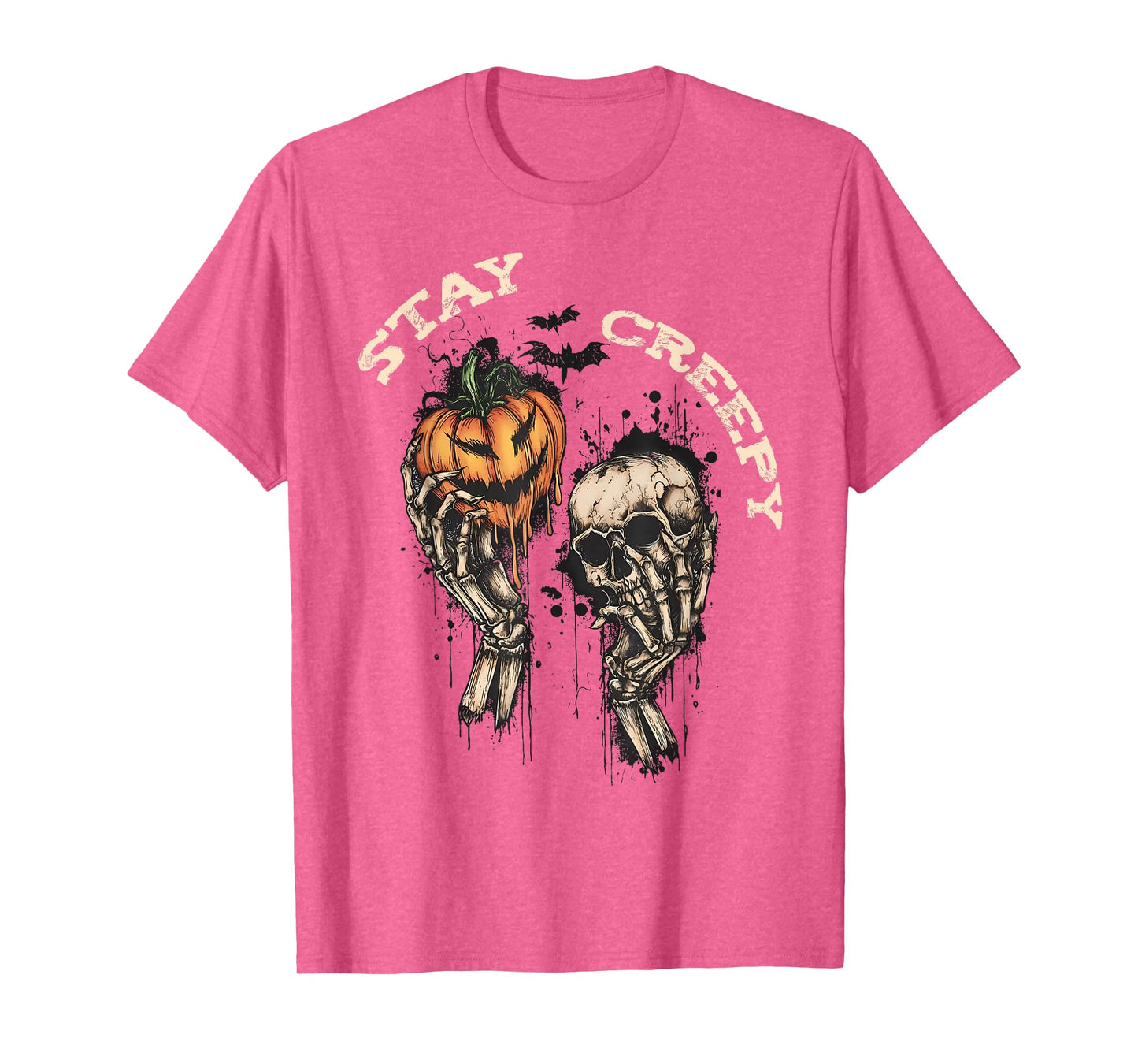 Stay Creepy Dripping Heart Halloween Skeleton Hand Spooky T-Shirt