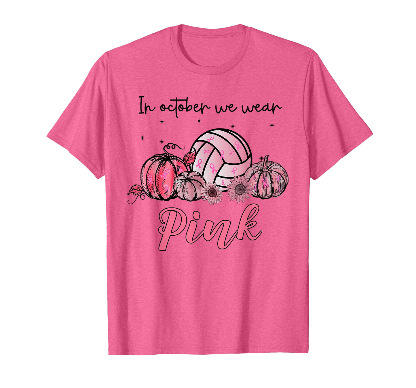 In October We Wear Pink Volleyball Breast Cancer Awareness T-Shirt