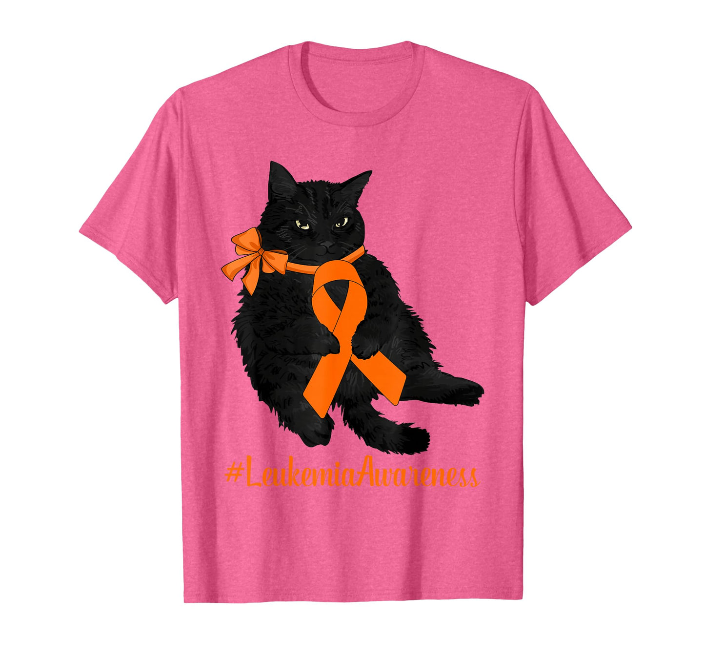 Leukemia Awareness Warrior Fighter Black Cat Orange Ribbon T-Shirt for Men Women Kids