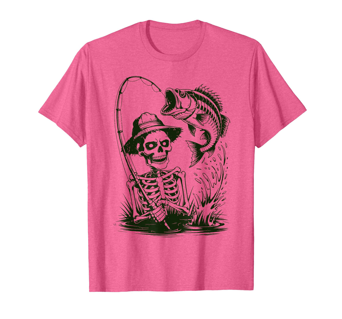 Kid Boy Bass Fish Skeleton Fishing Halloween Funny Fisherman T-Shirt