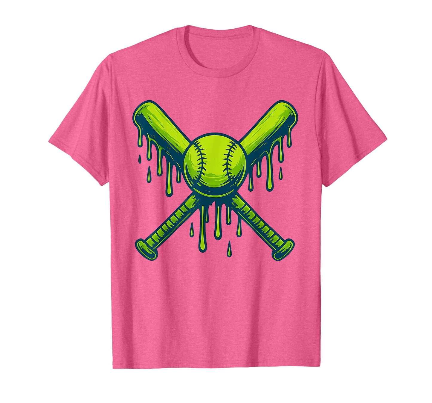 Baseball ice Cream drip Boys Green Ice Cream Drip Baseball T-Shirt