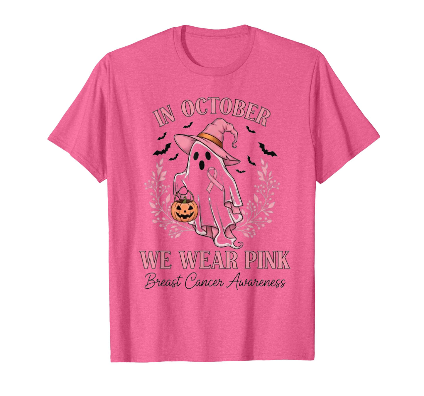 in October We Wear Pink Shirt Ghost Breast Cancer Awareness T-Shirt