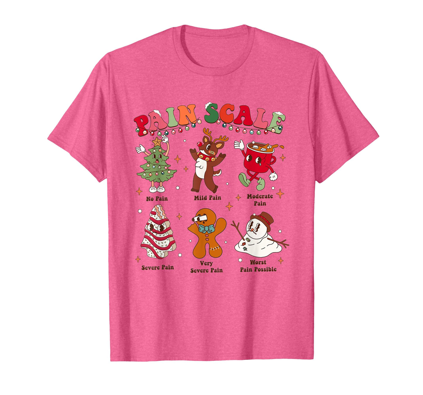 Pain Scale Retro Christmas Nurse Triage and Pain Assessment T-Shirt