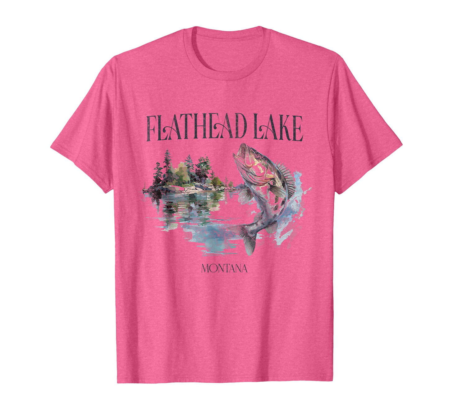 Flathead Lake Mountains Montana Hiking Outdoors Vintage T-Shirt