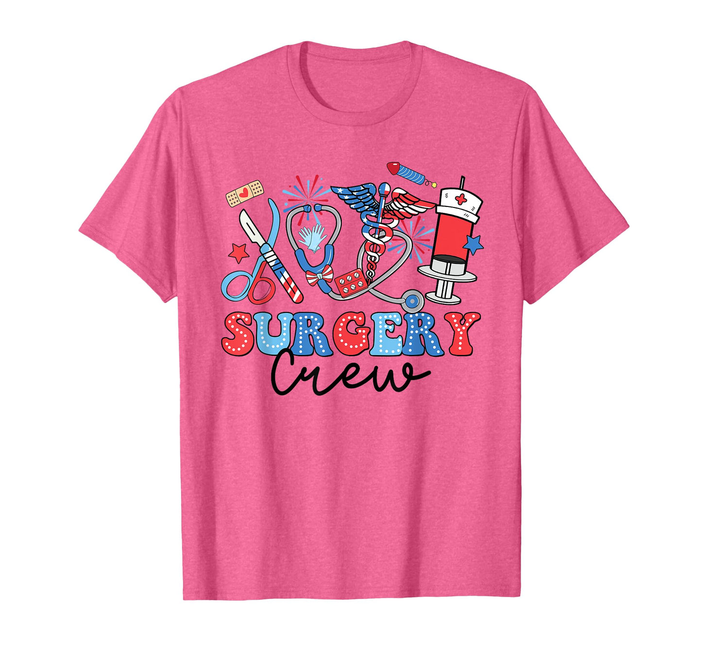 Retro Surgery Crew American Flag Surgical Tech 4th Of July T-Shirt for Women Men
