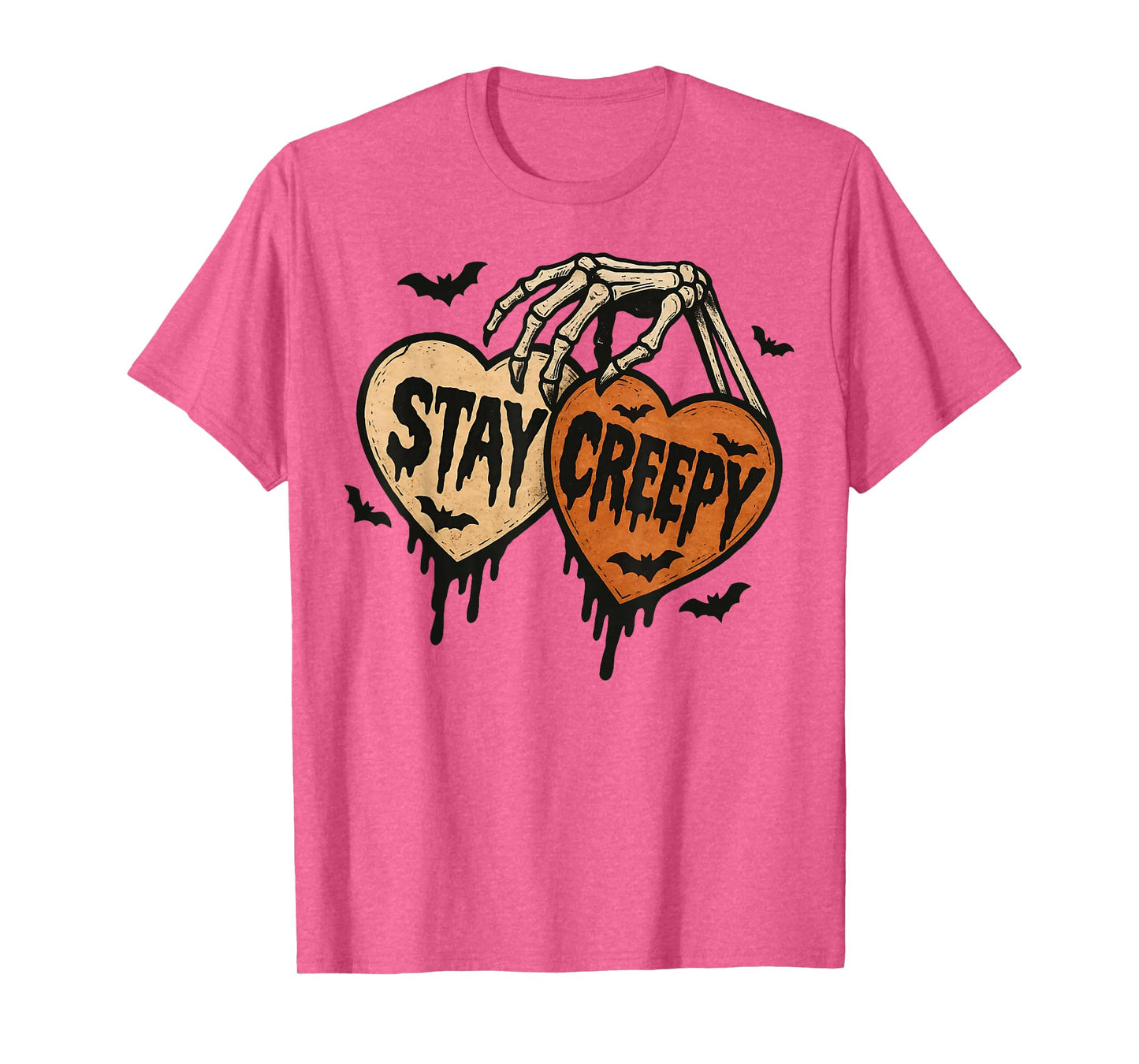 Stay Creepy Dripping Heart Halloween Skeleton Hand Spooky T-Shirt