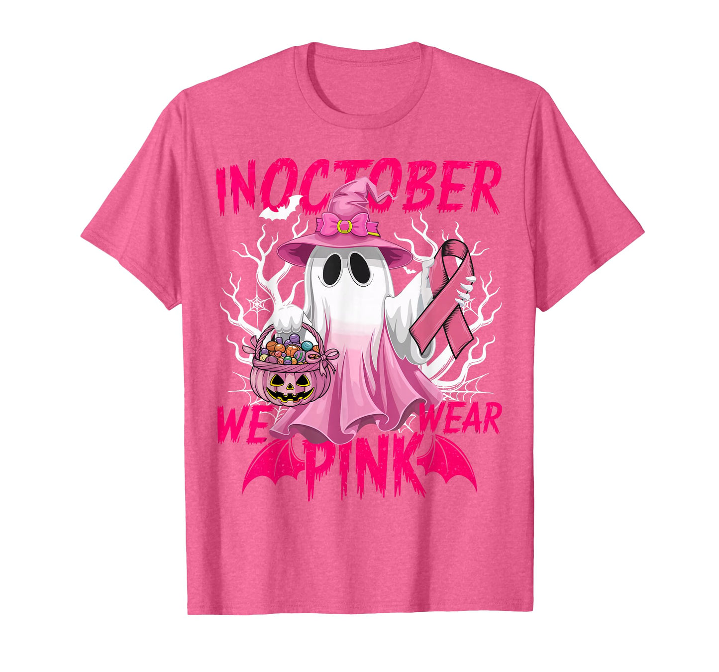 In October We Wear Pink Shirt Breast Cancer Awareness Ghost T-Shirt