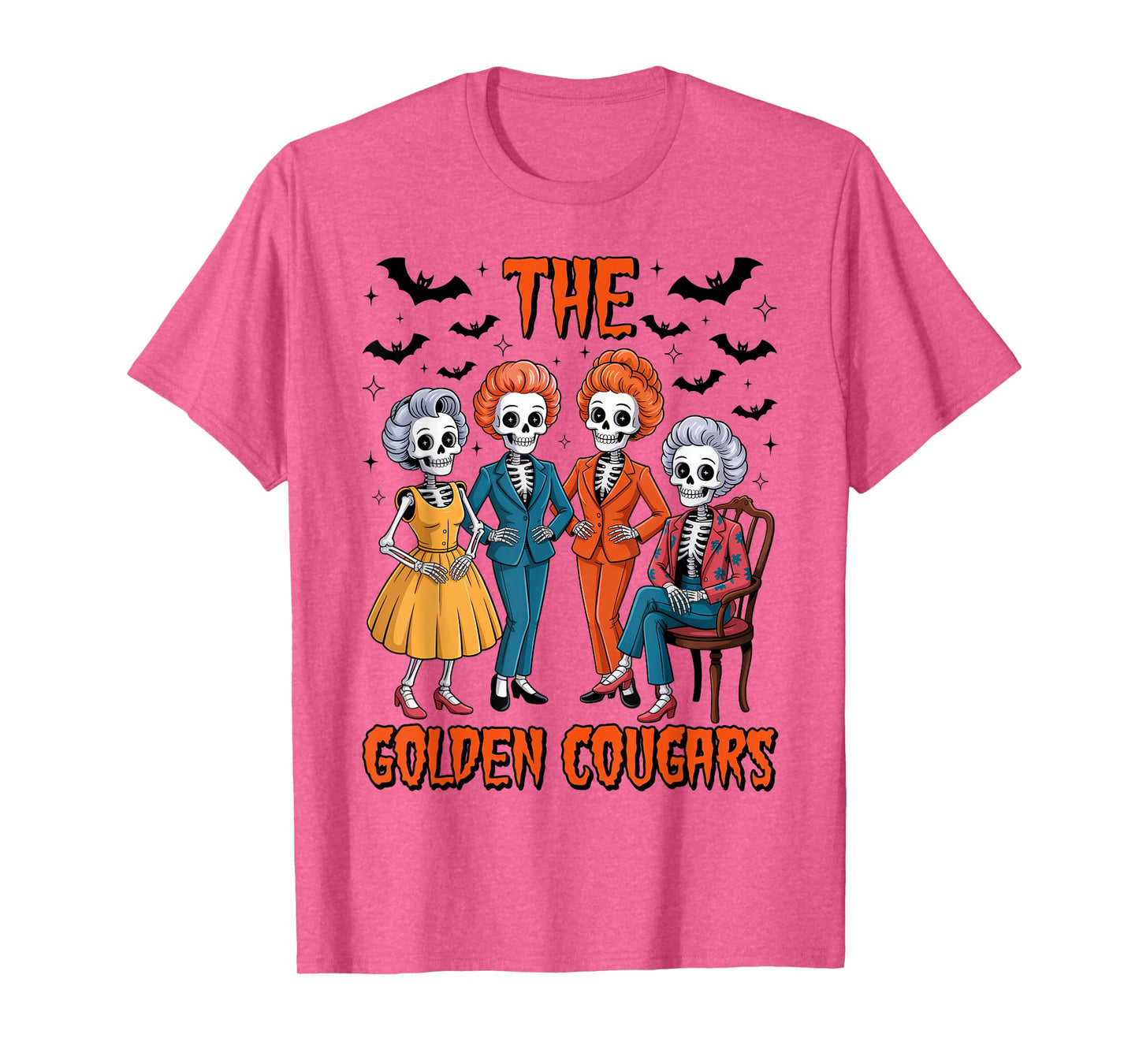The Golden Cougars Funny 90s Halloween Spooky Skeletons T-Shirt