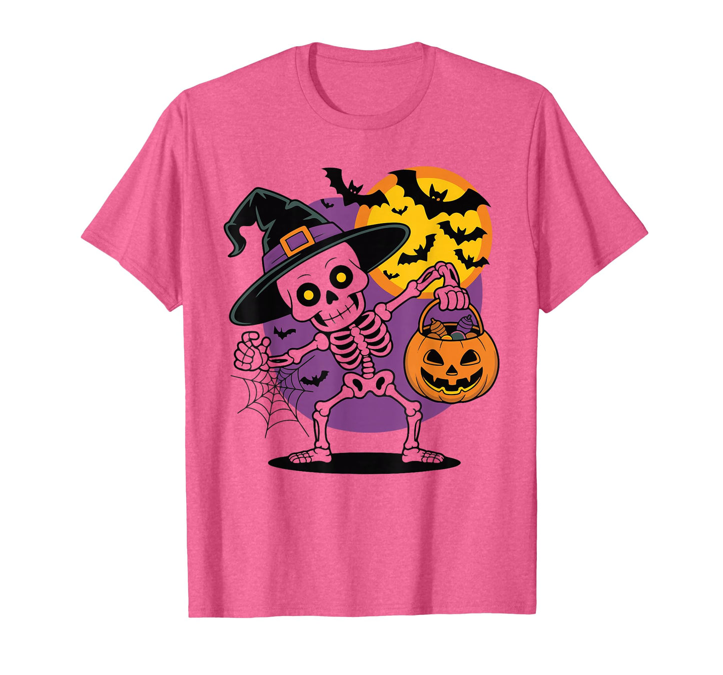 Skeleton Witch Pumpkin Halloween Trick or Treat Costume Men T-Shirt