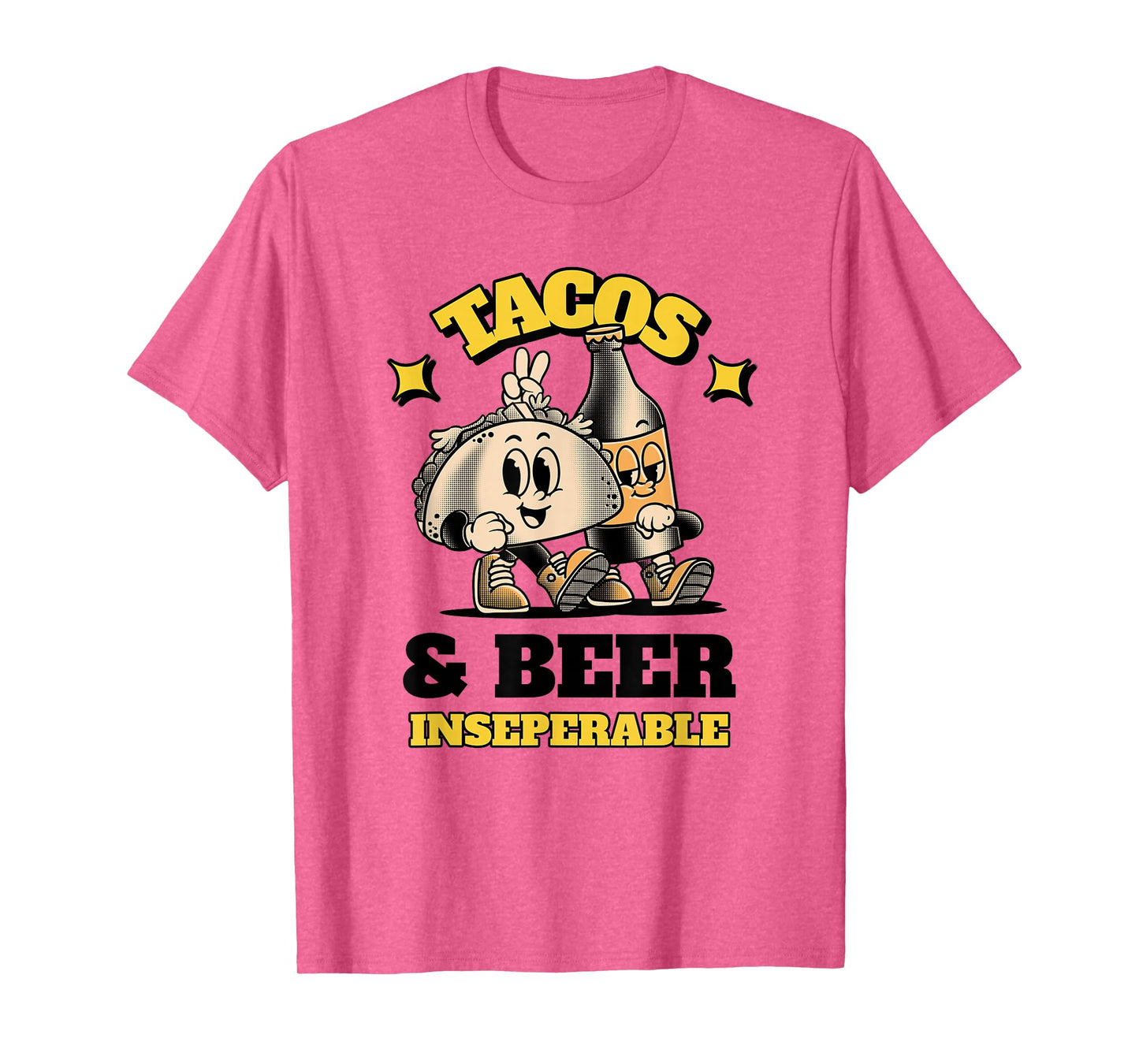 Tacos and Beer (Funny Retro Cartoon Graphic) T-Shirt