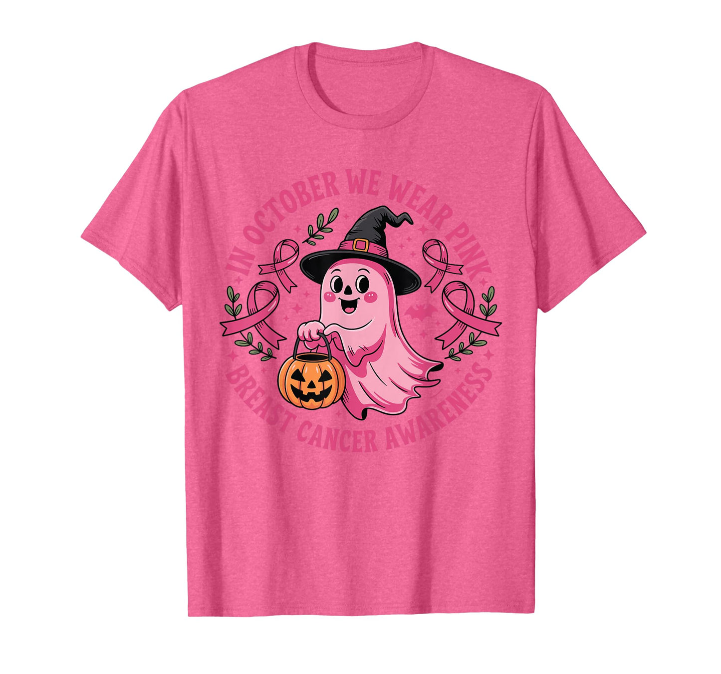 Breast Cancer Awareness in October We Wear Pink Halloween T-Shirt