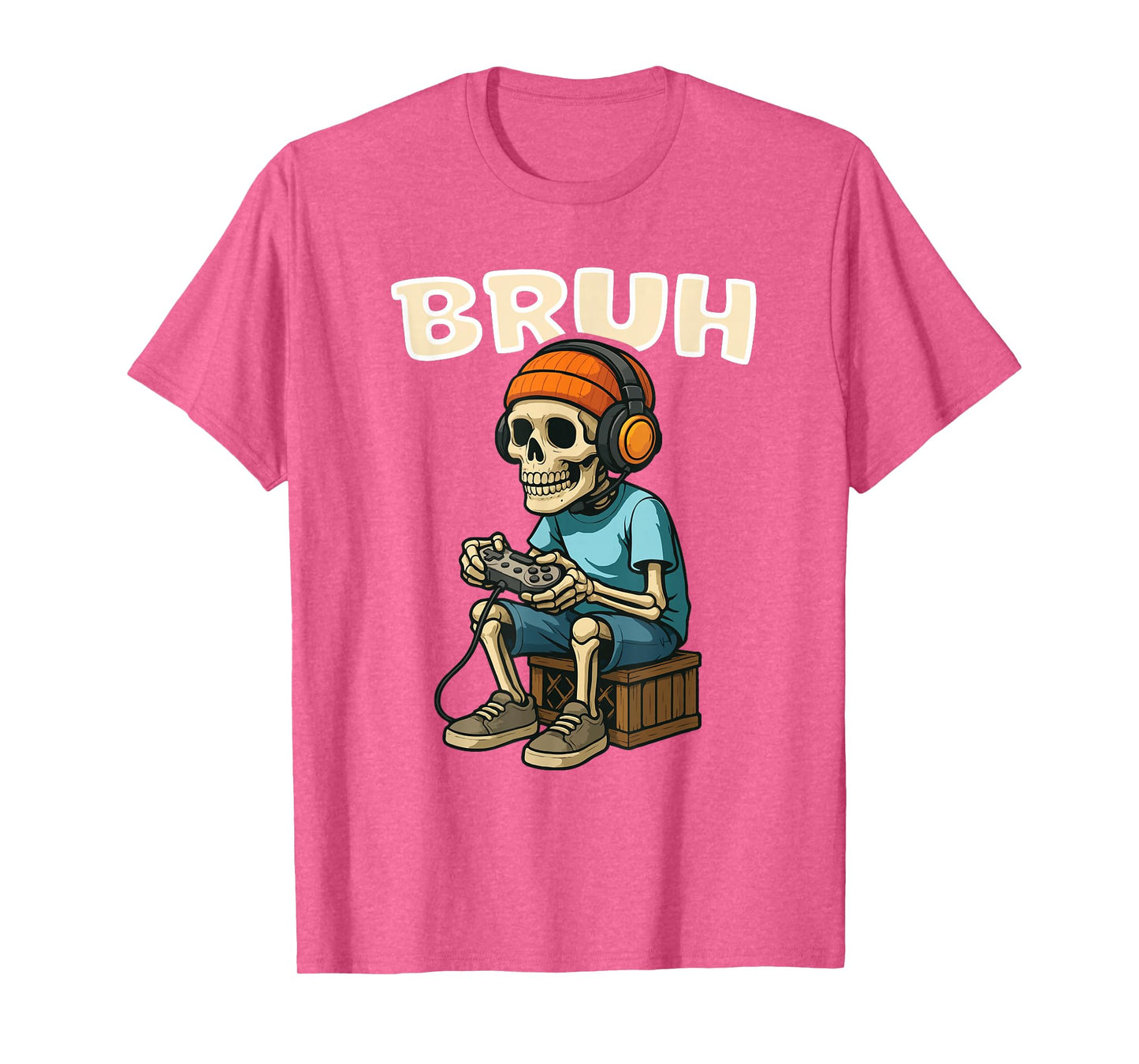 Bruh Skeleton Halloween Video Game Trick Or Treat Kids T-Shirt