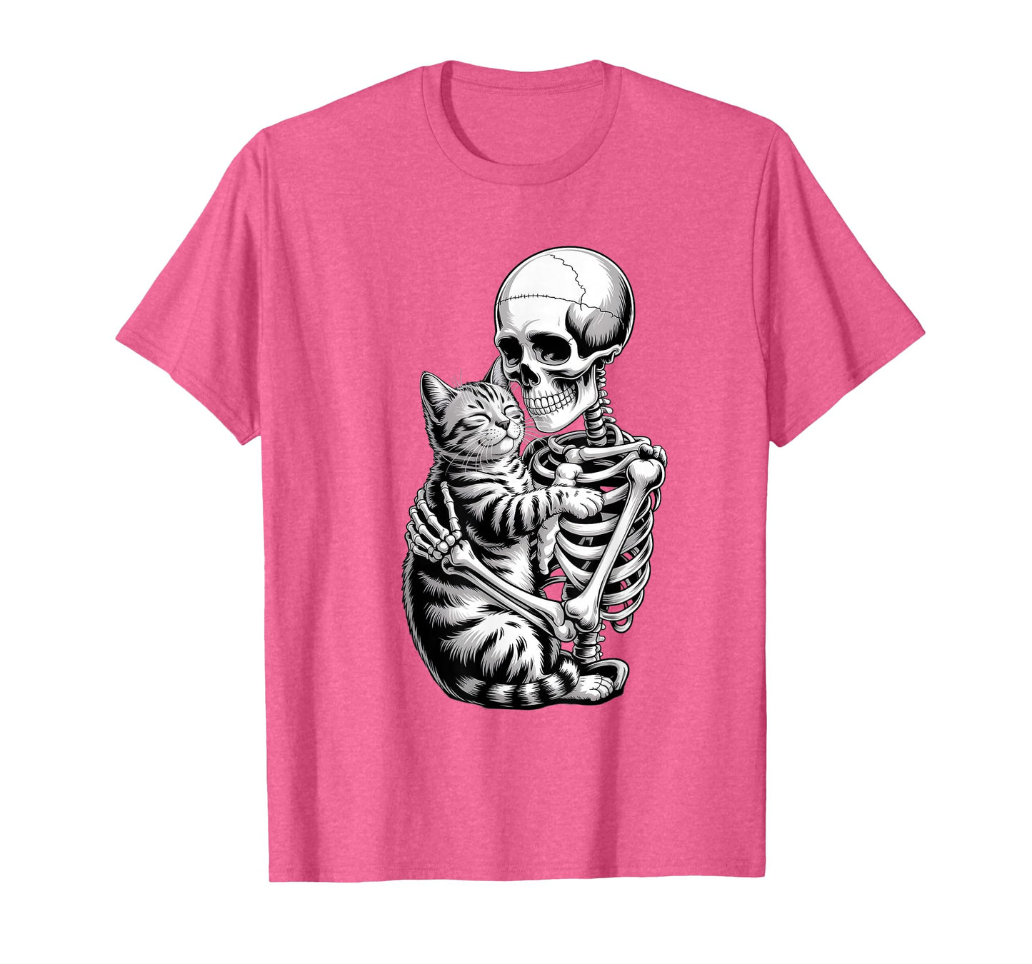 Skeleton Hugging Cat Halloween Cat T-Shirt