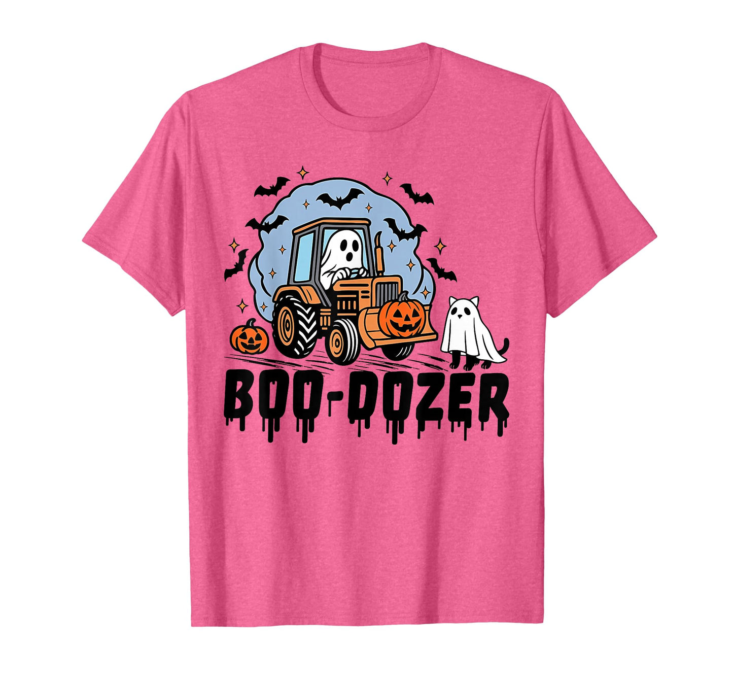 Retro Bulldozer Halloween Boo Dozer Construction Truck Kids T-Shirt