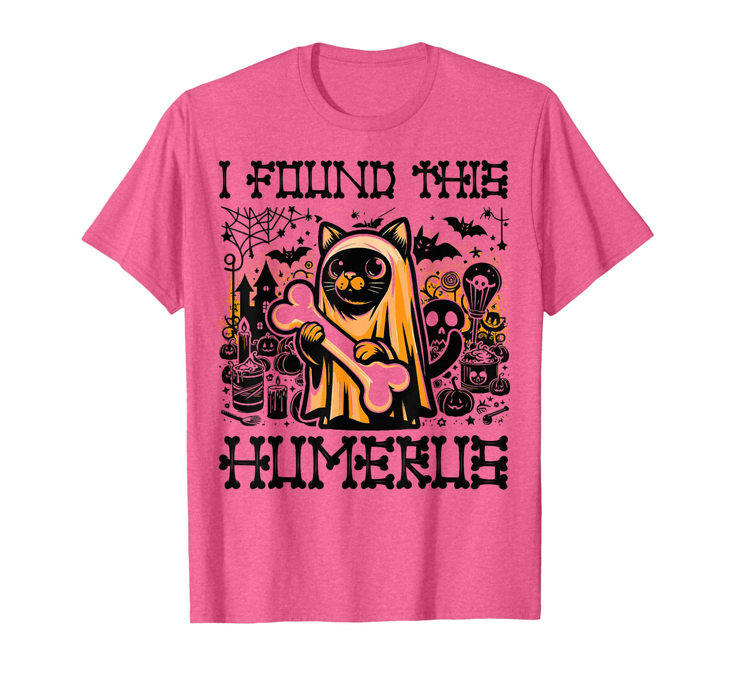 I Found This Humerus - Funny Cat Halloween T-Shirt
