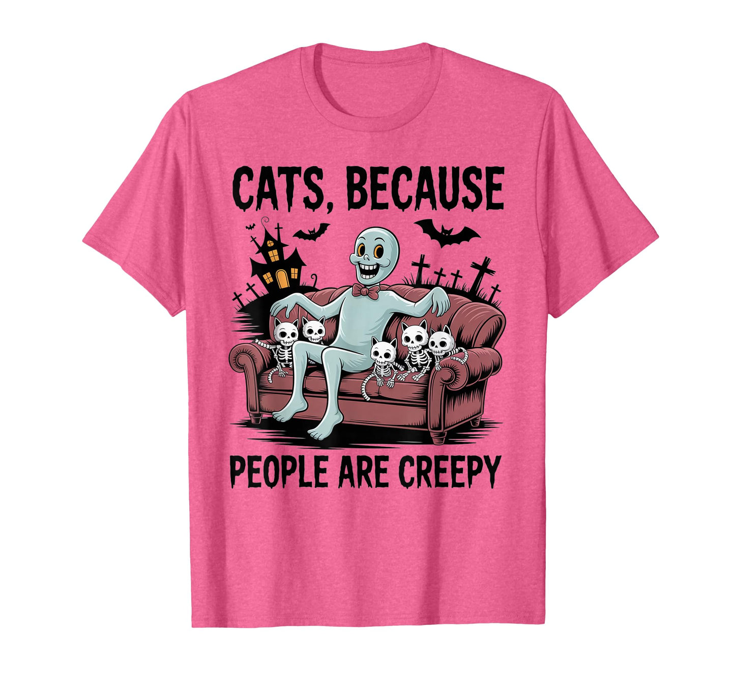 Cats Because People are Creepy Ghost Halloween Cat Mom Kids T-Shirt
