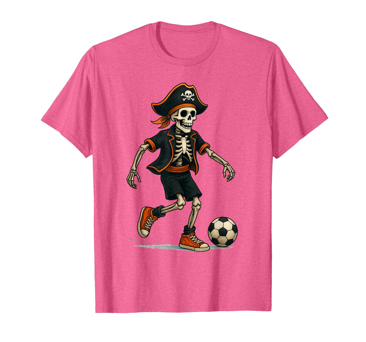 Soccer Skeleton Pirate Halloween Men Boys Design T-Shirt