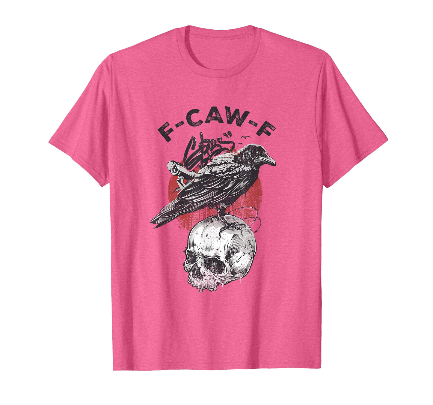 F-Caw-F Crow Vintage Gothic Skull Funny Sarcastic Black Bird T-Shirt