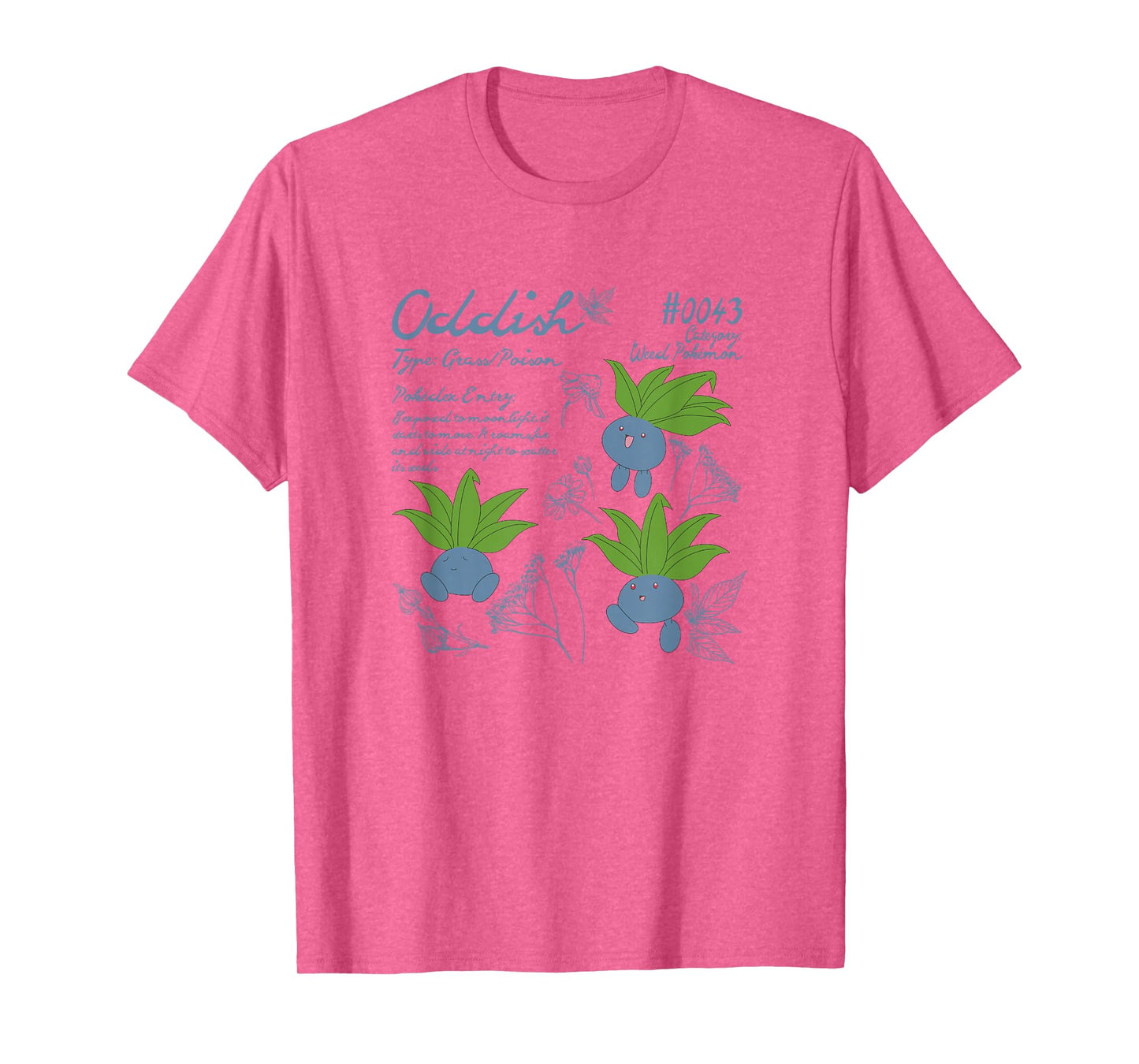 Pokémon Cute Oddish #0043 Pokédex Entry & Type Info T-Shirt