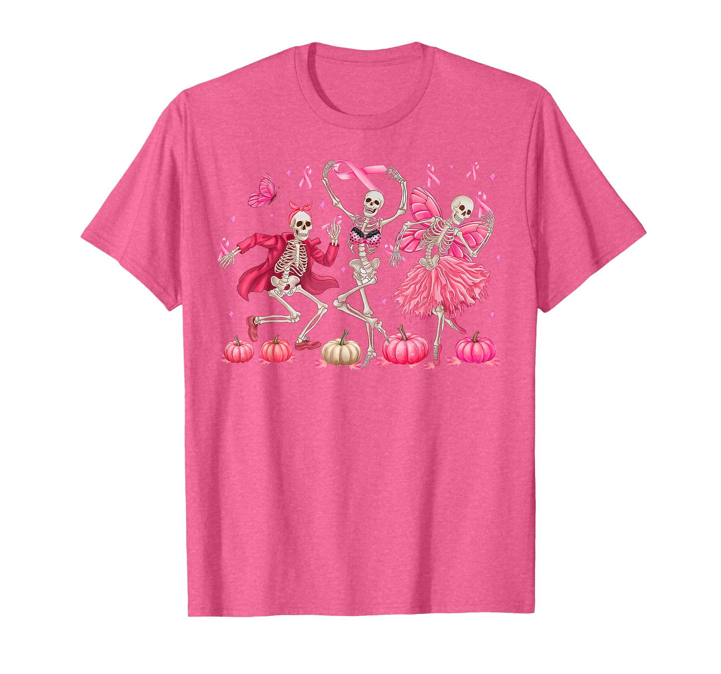 Pink Ribbon Breast Cancer Awareness Skeleton Women Men Kids T-Shirt