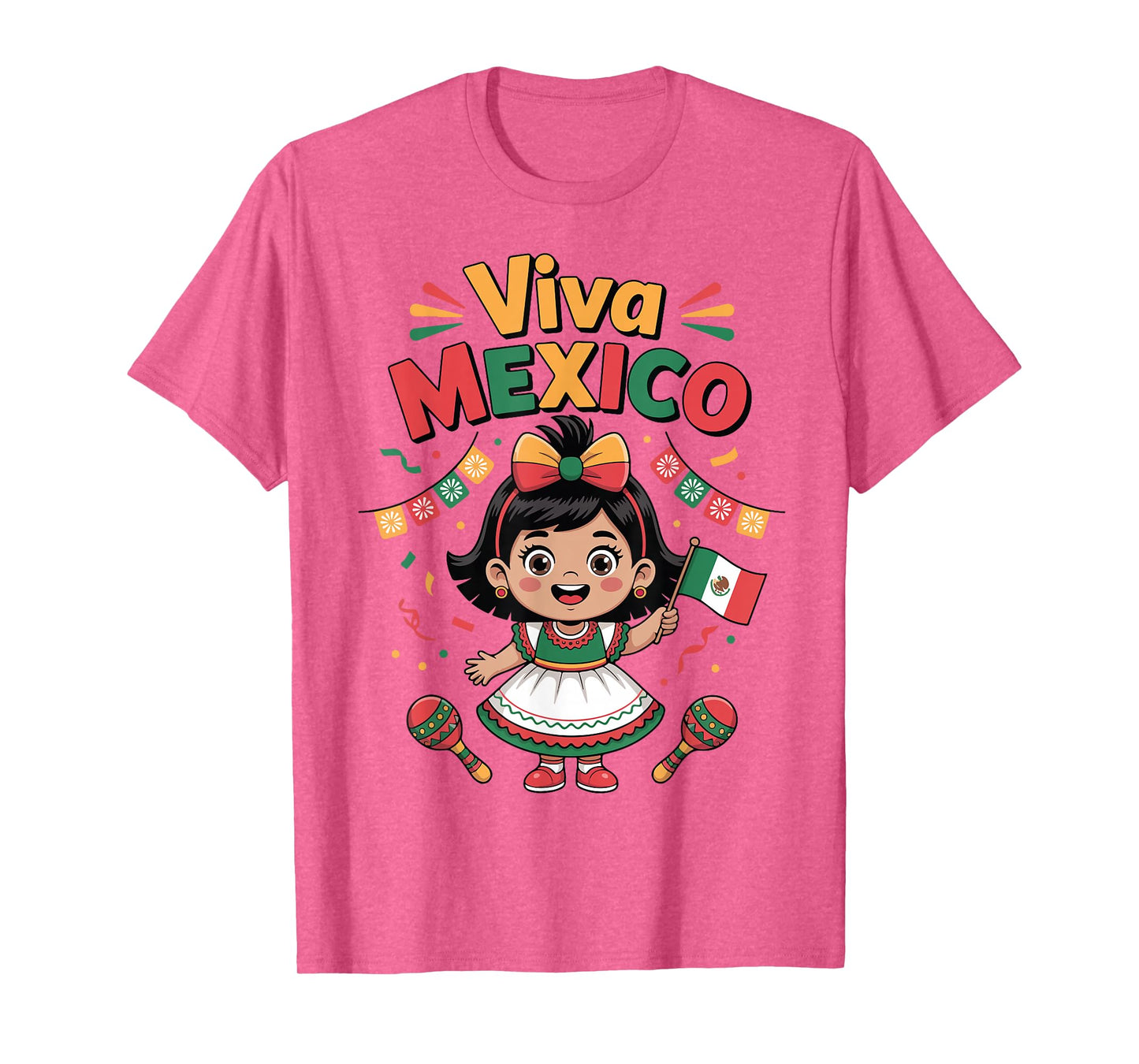 Toddler Viva Mexico Shirt Girl Mexican Flag Independence Day T-Shirt