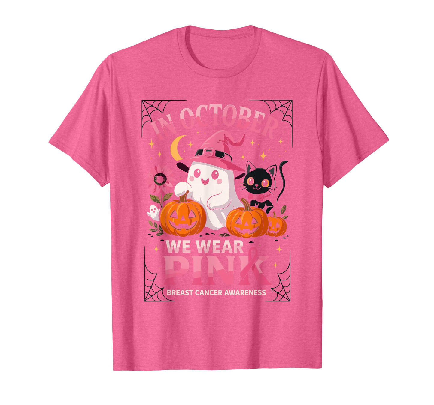 Breast Cancer Shirts Women Halloween in October We Wear Pink T-Shirt