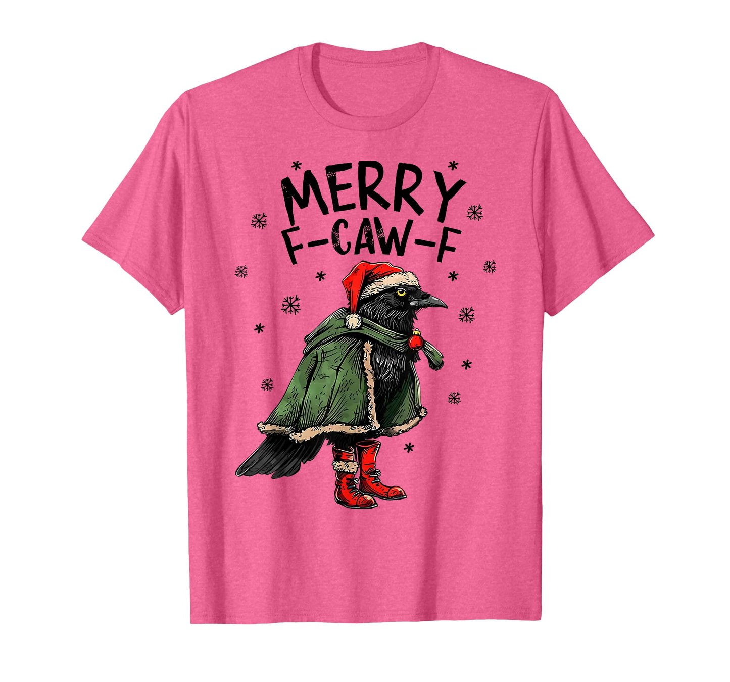 Merry F Caw F Christmas Funny Santa Raven Bird Men Women T-Shirt