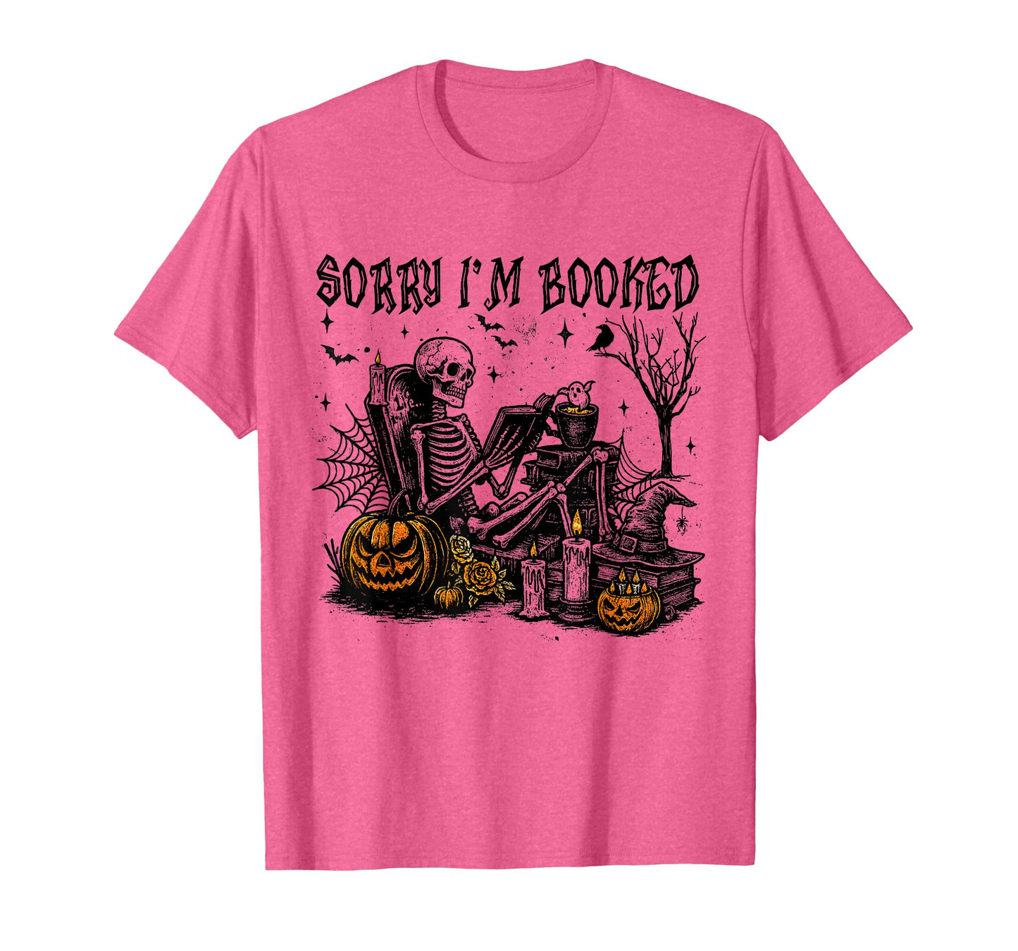 I'm Booked Skeleton Reading Book Halloween Spooky Bookworm T-Shirt