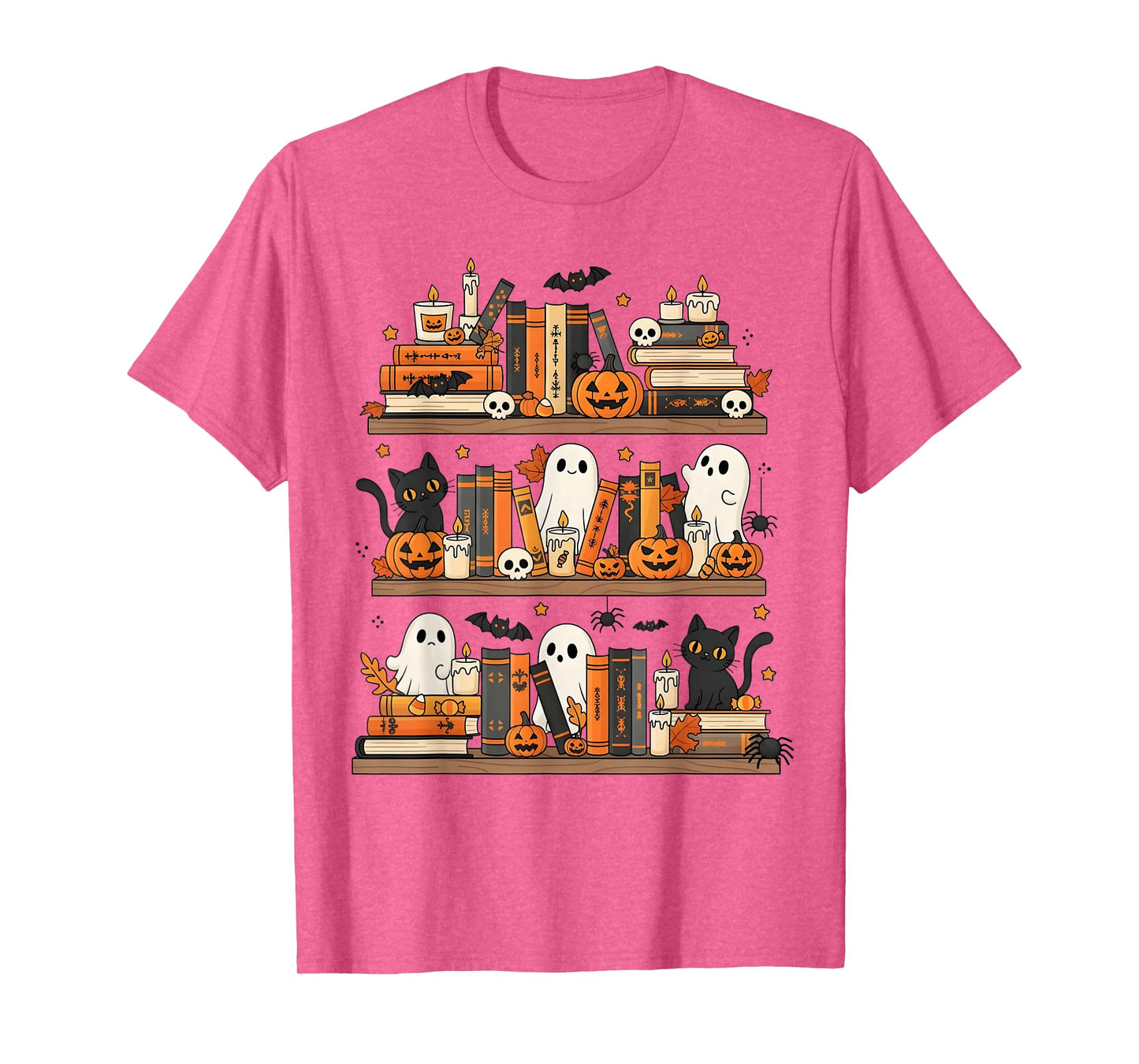 Ghost Library Reading Books Halloween Men Women Kids T-Shirt