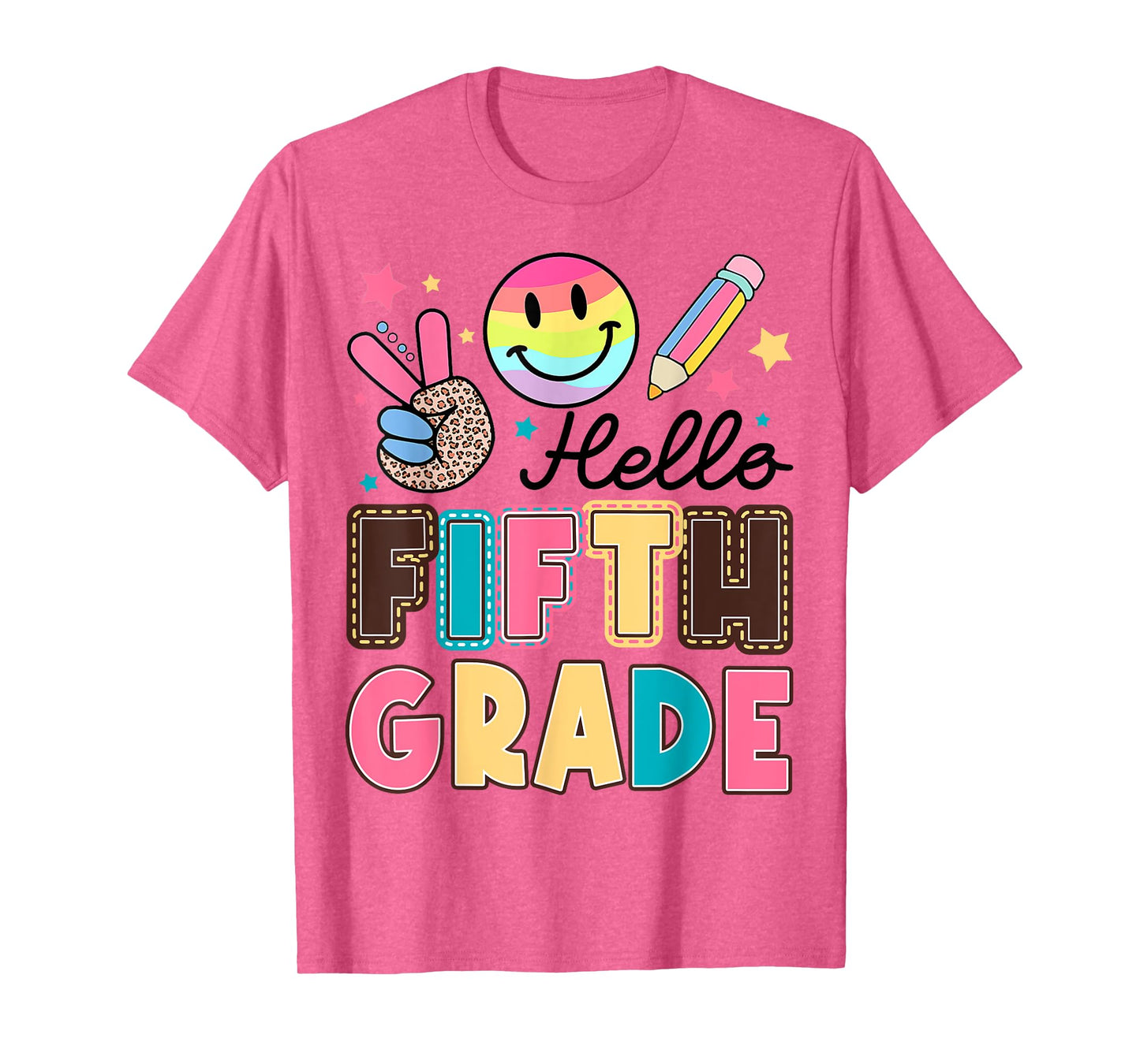 Hello Fifth Grade Smile Face 1st Day Of School Teachers Kids T-Shirt