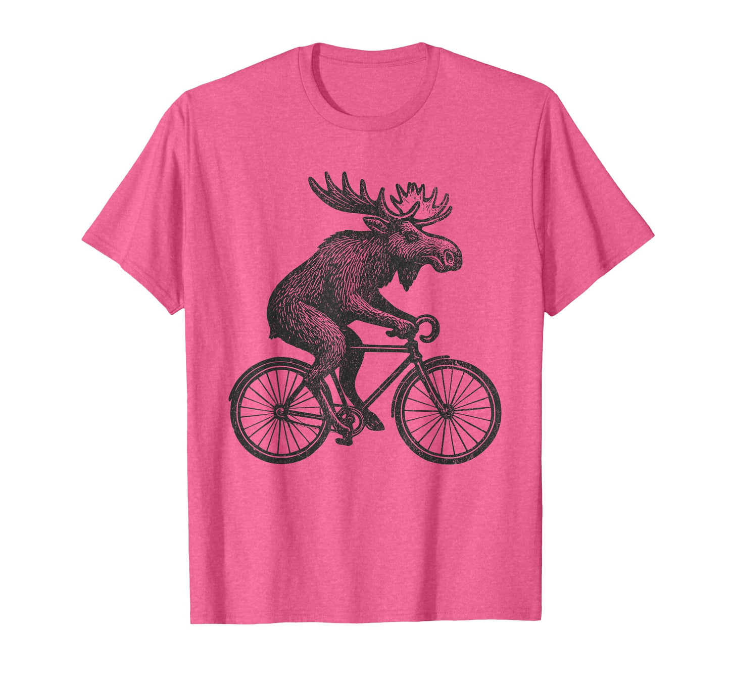 Moose on a Bicycle Bike Whimsical Cycling Animal T-Shirt