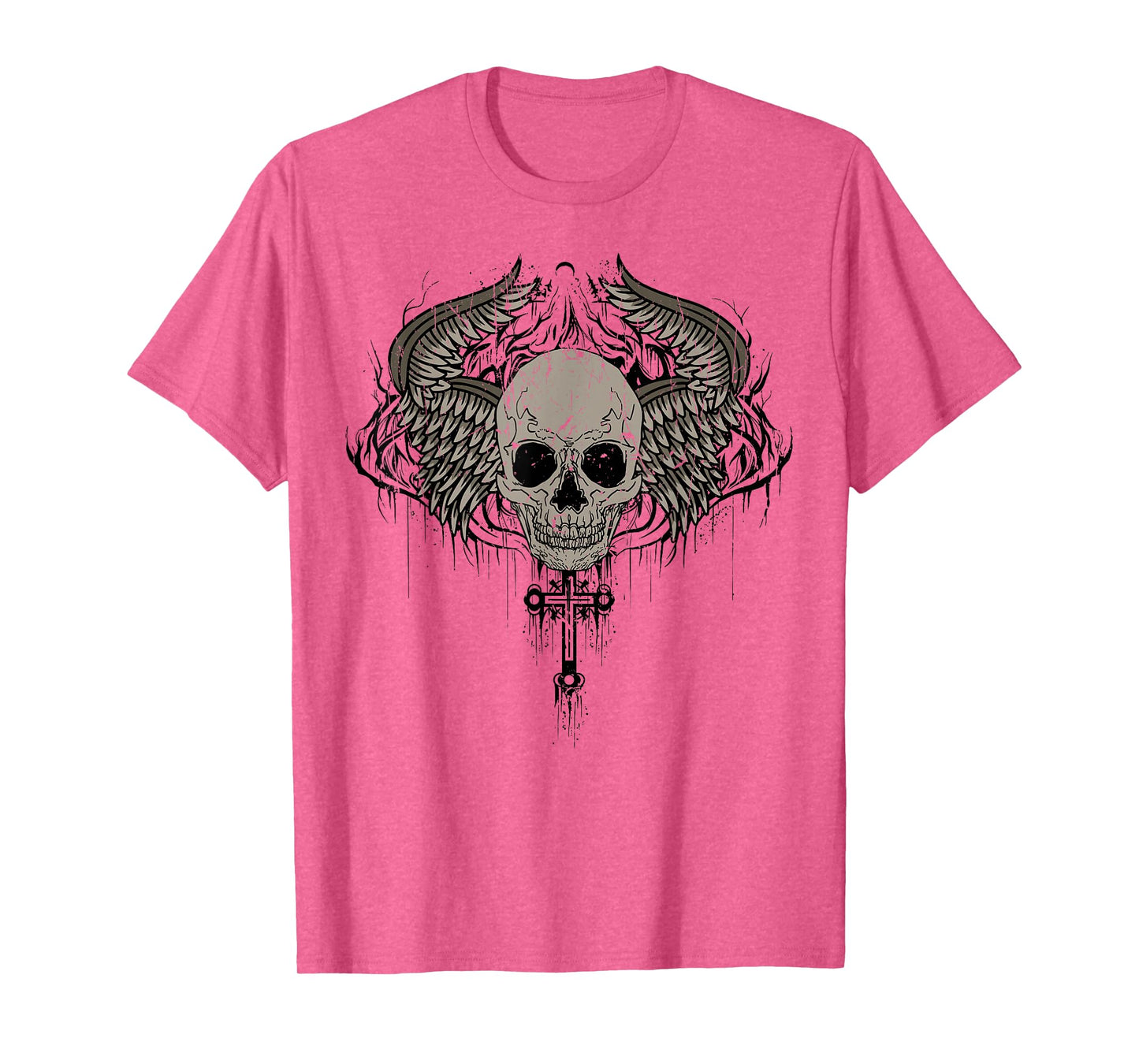 Skull Cross Wings Goth Alt Grunge Halloween Gothic Emo Y2K T-Shirt