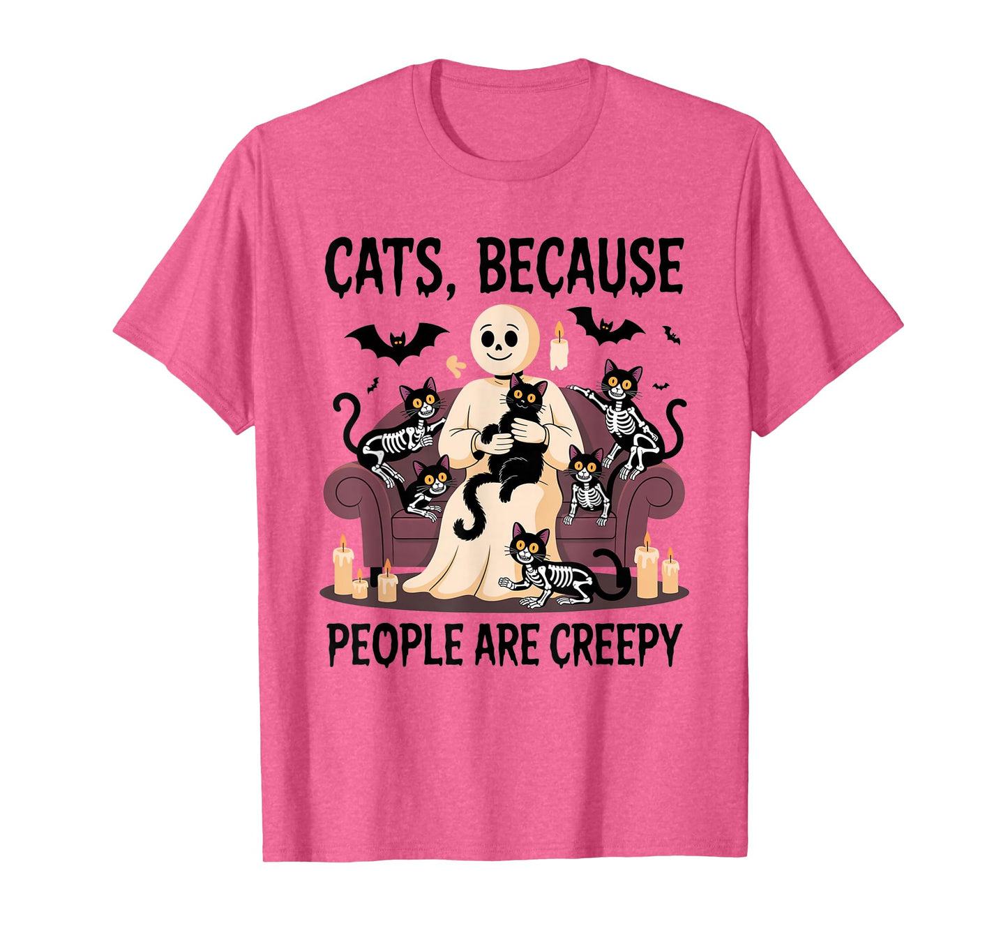 Cats Because People are Creepy Ghost Halloween Cat Mom Kids T-Shirt