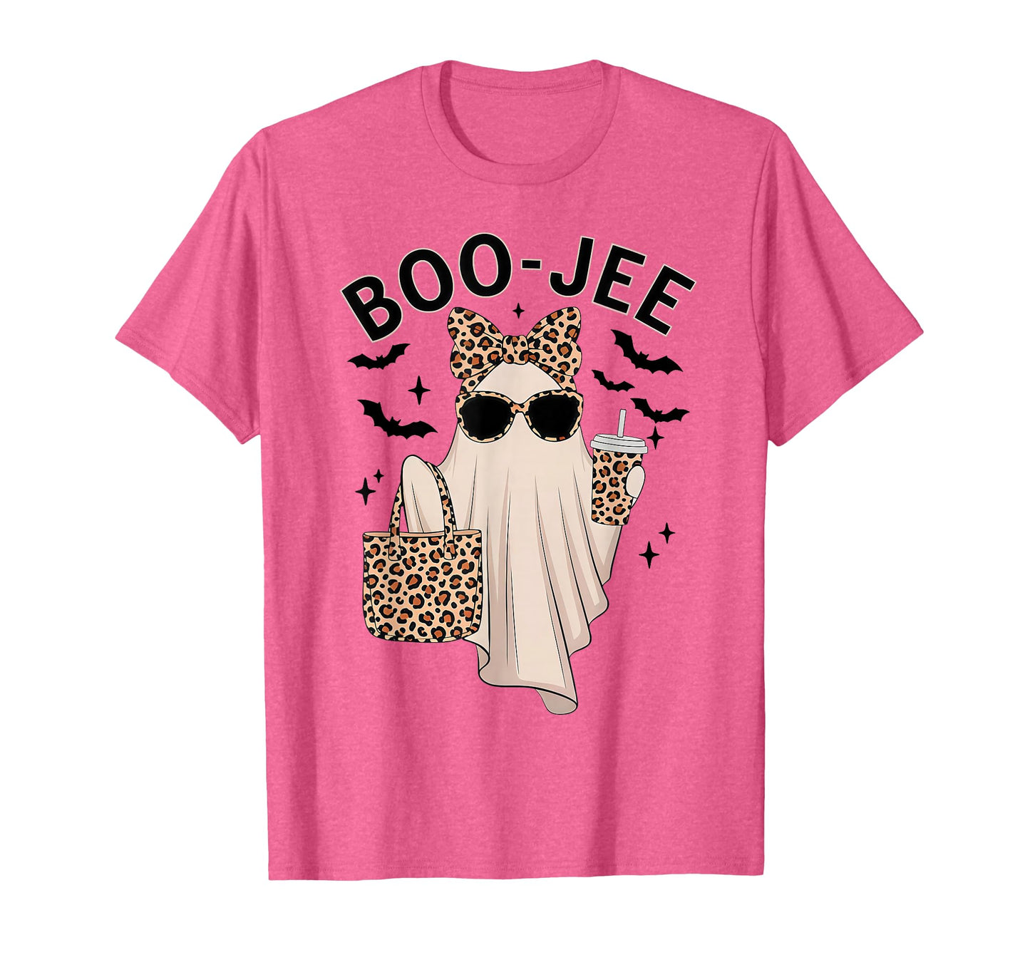 Coquette Leopard Ghost Coffee Boo-JEE Halloween Boujee Ghost T-Shirt