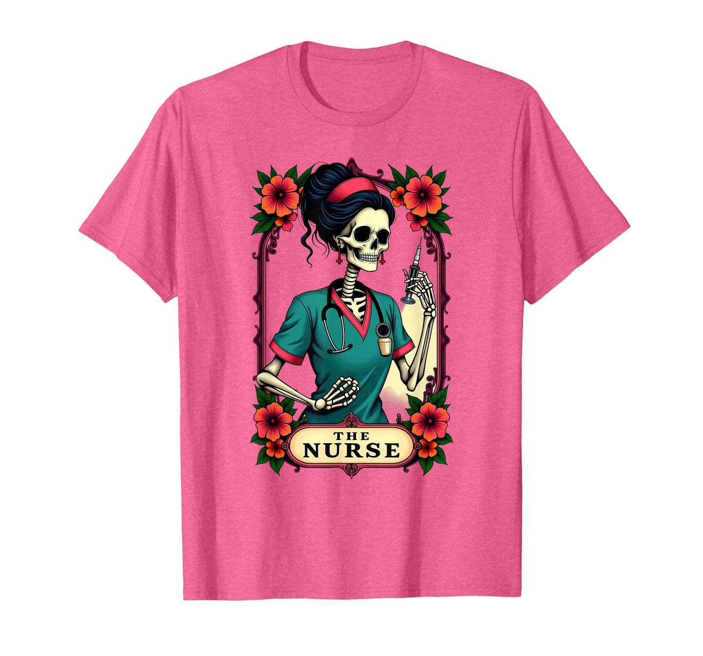 Gothic Tarot Card Skeleton The Nurse T-Shirt