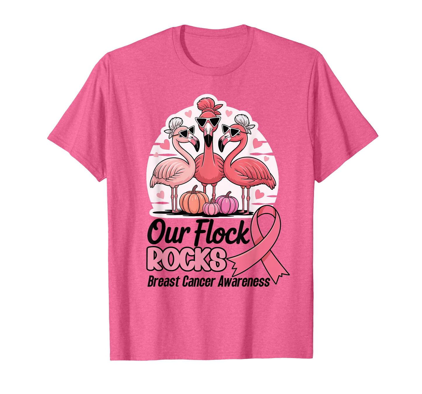 Our Flock Rocks Breast Cancer Awareness Flamingo Pink Squad T-Shirt