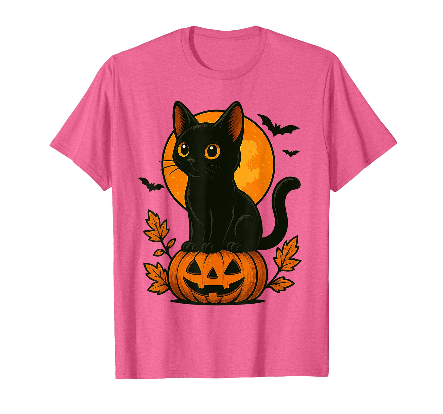 Retro Black Cat Pumpkin Halloween Costume Fall Autumn Season T-Shirt