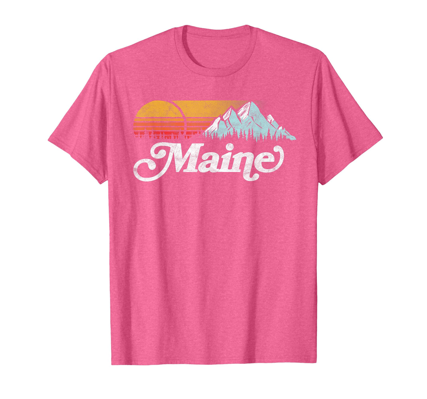 Retro Vibe Maine Vintage Mountains & Sun T-Shirt