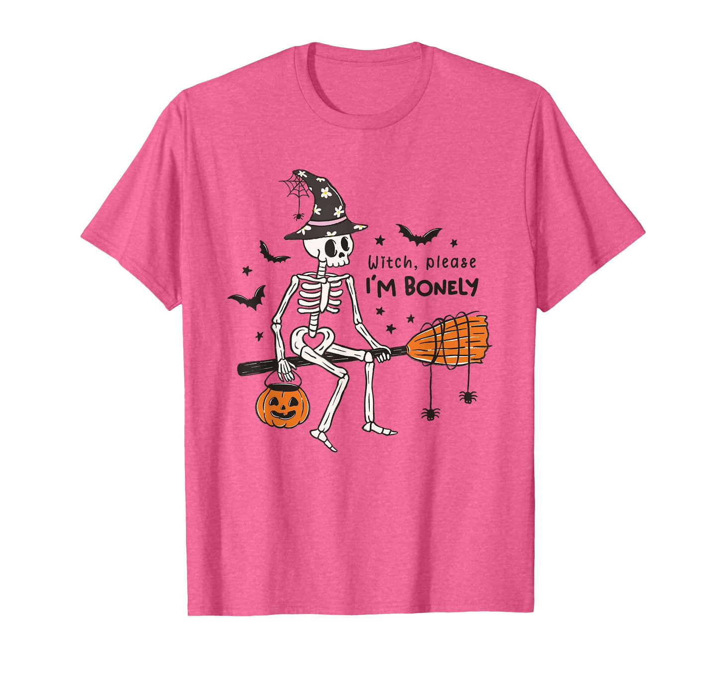 Funny Skeleton Witch Broom Halloween Trick or Treat Costume T-Shirt