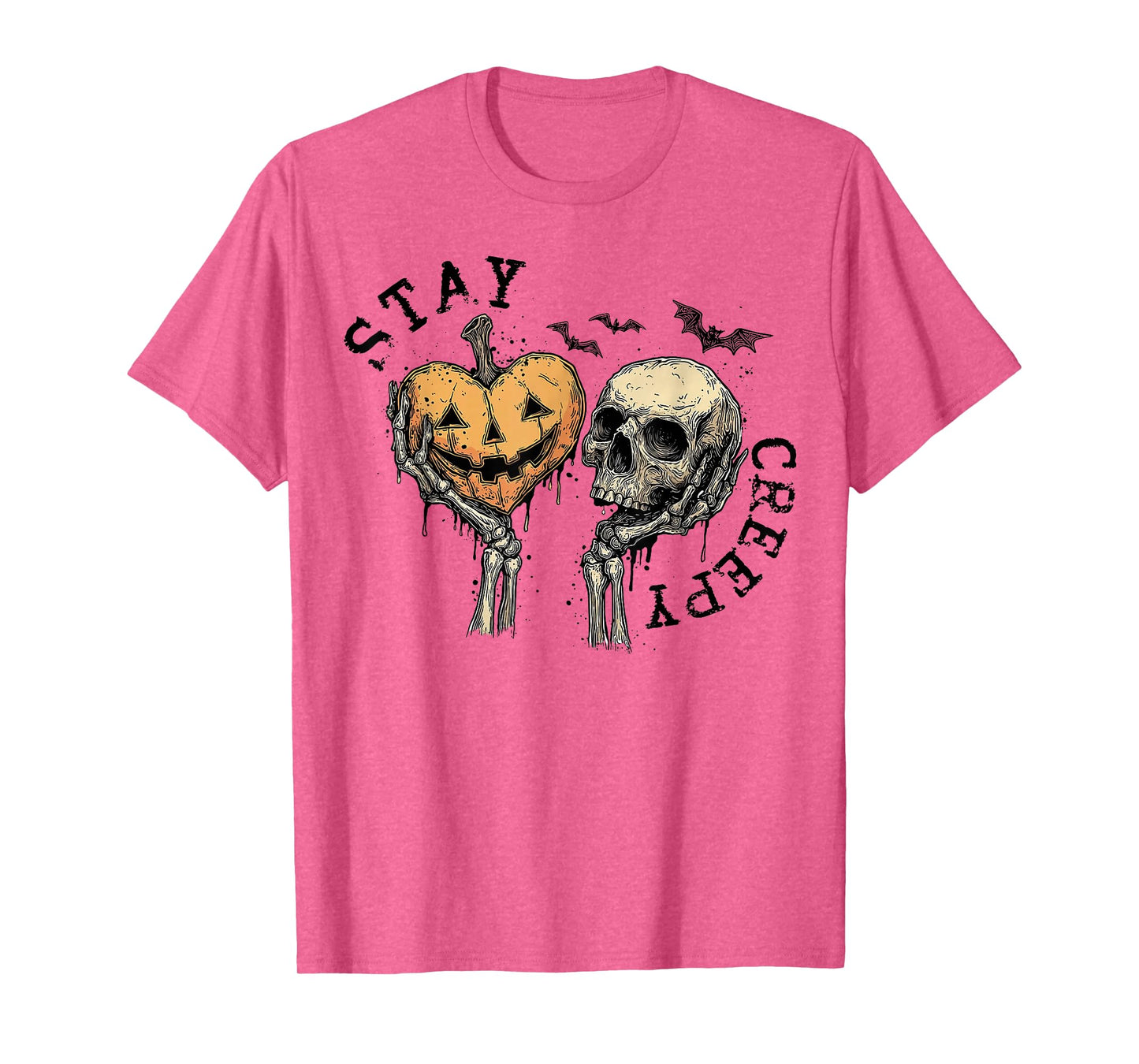 Stay Creepy Dripping Heart Halloween Skeleton Hand Spooky T-Shirt