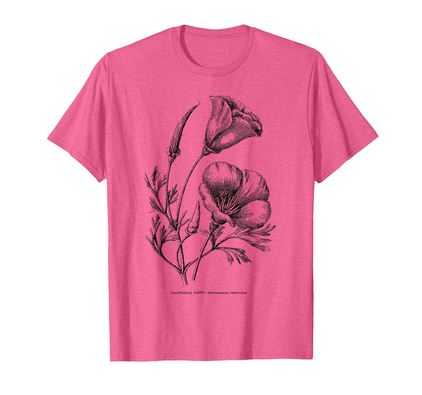 Californian Poppy Botanical Illustration Flower California T-Shirt